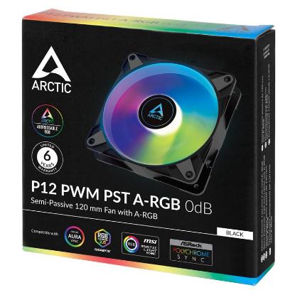 Ventilator ARCTIC P12 PWM PST A-RGB, 120mm, 2000 okr/min, črni