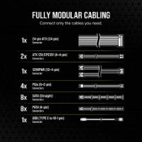 Napajlnik 1200W CORSAIR HX1200i CP-9020281-EU, ATX v3.1, 140mm vent., 80+ Platinum, modularno