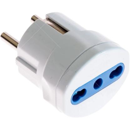 Potni adapter FAMATEL, EU/IT - schuko, beli