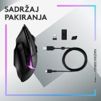 Miš LOGITECH Gaming G502 X Plus RGB, optični, 25000dpi, brezžični, črni, USB