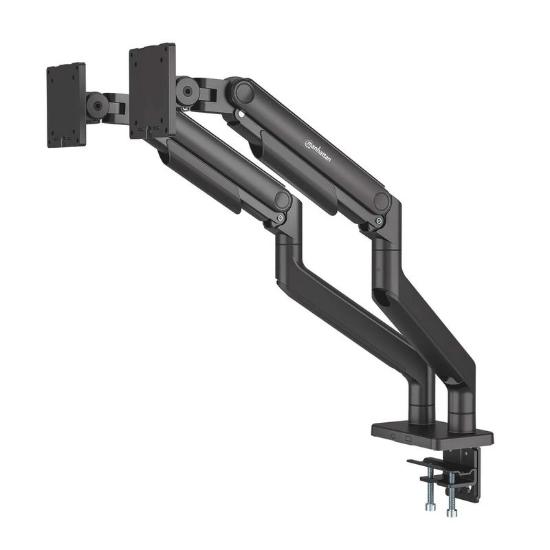 Stojalo za monitor MANHATTAN 462587, za dva monitorja, namizno, 17" do 45", črn