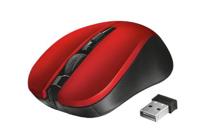 Miška Trust Mydo, optični, silent, 1800dpi, USB, rdeči