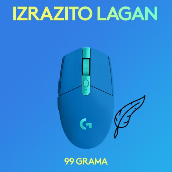 Miška Logitech Gaming G305 lightspeed, brezžični, optički, 12000dpi, modri, USB