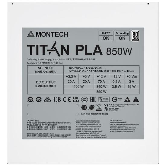 Napajalnik 850W, MONTECH PLA 850, ATX, modularno, 135mm vent. 80+ Platinum