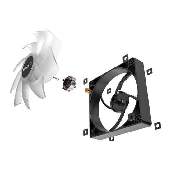 Ventilator MONTECH GF120 ARGB, PWM, 120mm, 1600 okr/min, RGB, črni