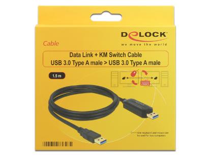 Kabel DELOCK, USB 3.0, USB-A (M) na USB-A (M), DataLink + KM switch, 1.5m