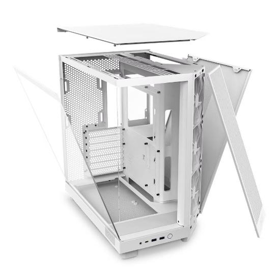 Ohišje NZXT H6 Flow, ATX, steklo, belo, brez napajalnika.