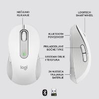 Miška Logitech M650L, brezžični, optični, 4000dpi, USB, BT, beli