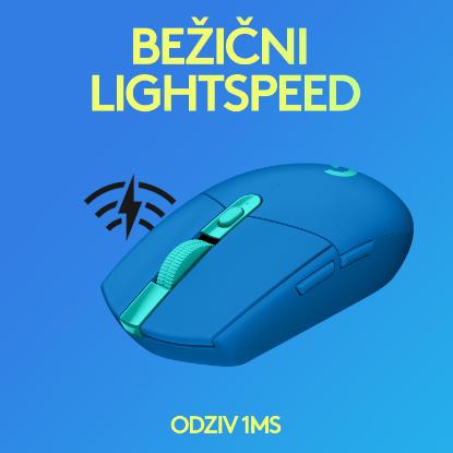 Miška Logitech Gaming G305 lightspeed, brezžični, optički, 12000dpi, modri, USB