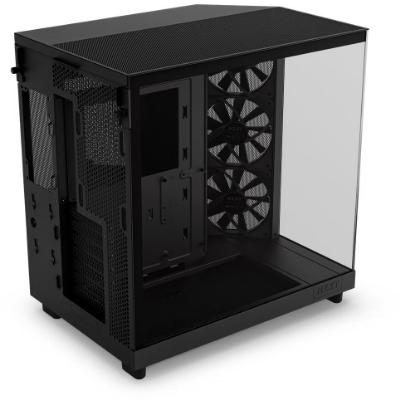 Ohišje  NZXT H6 Flow, ATX, s prozornim stranskim panelom, črno, brez napajanja.