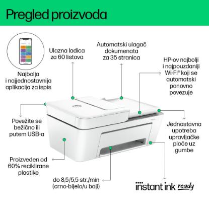 Multifunkcijski tiskalnik HP DeskJet 4220e, 588K4B, tiskalnik/skener/kopirni stroj, 1200dpi, Wi-Fi, USB, Instant Ink, beli