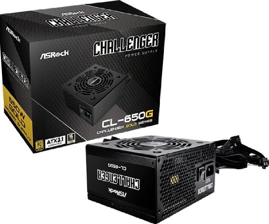 Napajalnik 650W, ASROCK Challenger CL-650G, 120mm vent., 80+ Gold