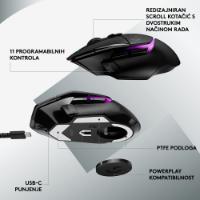 Miš LOGITECH Gaming G502 X Plus RGB, optični, 25000dpi, brezžični, črni, USB