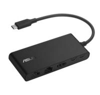 Docking postaja ASUS DC201 Dual, USB-C na USB-A, 2x USB-C, 4K 60Hz HDMI, LAN, 100W PD, črne barve