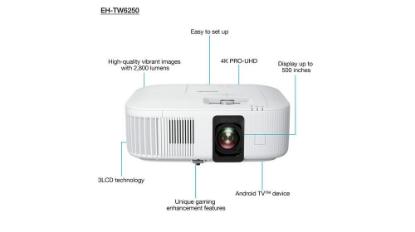 Projektor 3LCD, EPSON EH-TW6250, 3840x2160, 2800 ANSI Lumena, 35.000:1, beli