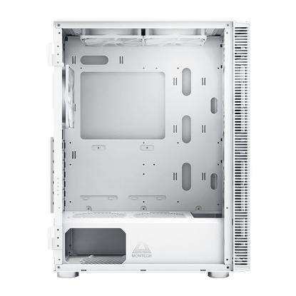 Ohišje MONTECH X3 Glass, s prozornim stranskim panelom, RGB osvetlitvijo, ATX, belo