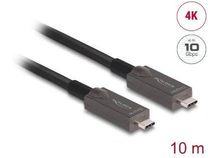 Kabel DELOCK, USB-C 3.2 (M) na USB-C 3.2 (M), optički, PD, 10m, črni