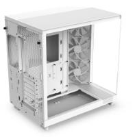 Ohišje NZXT H6 Flow, ATX, steklo, belo, brez napajalnika.
