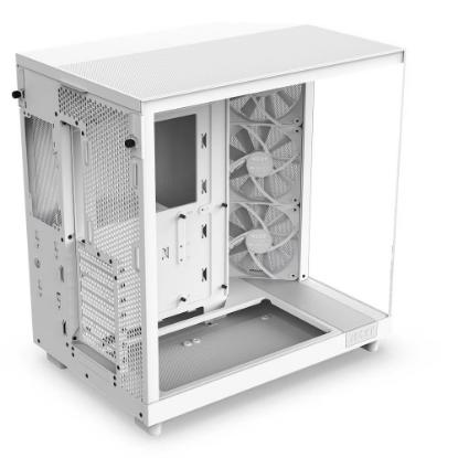 Ohišje NZXT H6 Flow, ATX, steklo, belo, brez napajalnika.