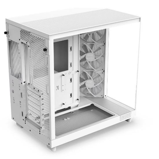 Ohišje NZXT H6 Flow, ATX, steklo, belo, brez napajalnika.