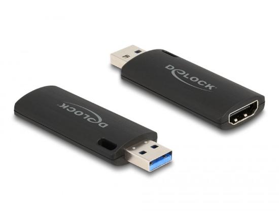 Adapter DELOCK, USB-A 2.0 (M) na HDMI (Ž) Video Capture, 4K 30Hz, črni