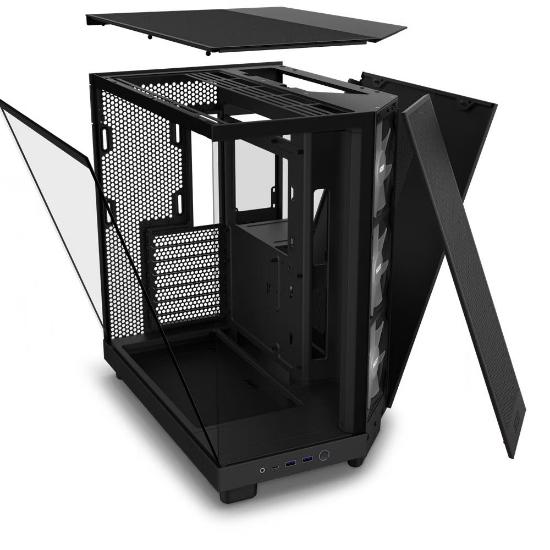 Ohišje NZXT H6 Flow RGB, ATX, steklo, črno, brez napajalnika.