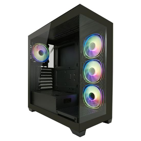 Ohišje LC POWER Gaming 715B Seamless X, MIDI, ATX, steklo, črno, brez napajalnika