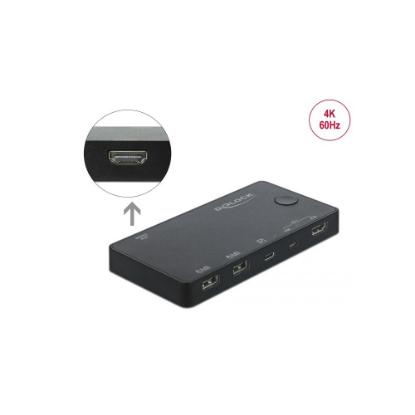 KVM switch DELOCK, 2PCa na tipk. + miš + monitor, USB-A, USB-C, HDMI