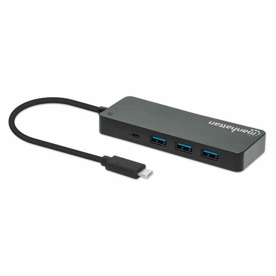 USB HUB MANHATTAN, 7-portni USB 3.2 Gen1, USB-C, črni