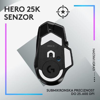 Miš LOGITECH Gaming G502 X Plus RGB, optični, 25000dpi, brezžični, črni, USB