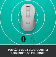 Miška Logitech M650L, brezžični, optični, 4000dpi, USB, BT, beli