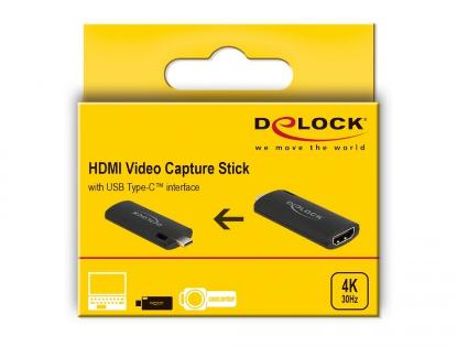 Adapter DELOCK, USB-C (M) na HDMI (Ž) Video Capture, 4K 30Hz, črni