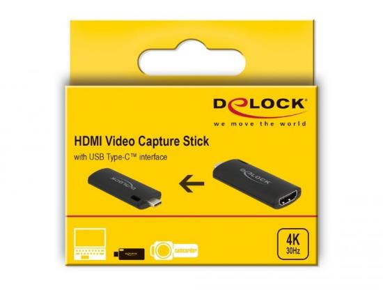 Adapter DELOCK, USB-C (M) na HDMI (Ž) Video Capture, 4K 30Hz, črni