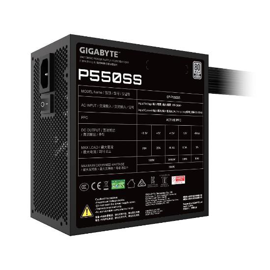 Napajalnik  550W, GIGABYTE P550SS, ATX v3.0, 120mm ventilator, 80+ Silver