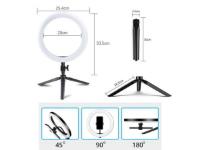 Selfie tripod MANTA, s svjetlosnim prstenom, 19cm, crni