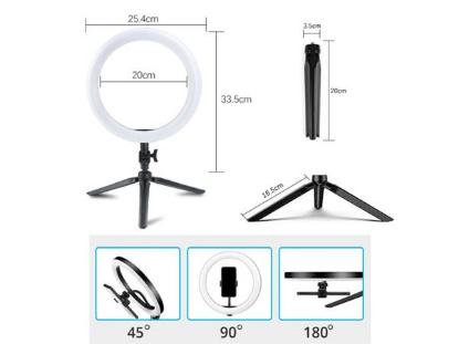 Selfie tripod MANTA, s svjetlosnim prstenom, 19cm, crni