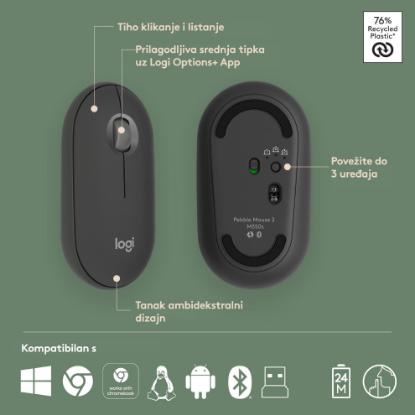 Tipkovnica + Miška LOGITECH Pebble 2 Combo, brezžična, črna