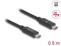 Kabel DELOCK, USB-C 3.2 (M) na USB-C (M), 0.5m, črni