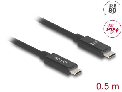 Kabel DELOCK, USB-C 3.2 (M) na USB-C (M), 0.5m, črni