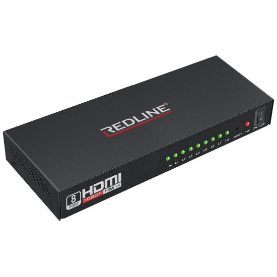 razdelnik HDMI REDLINE HS-8000, splitter, 8x HDMI Out, LED