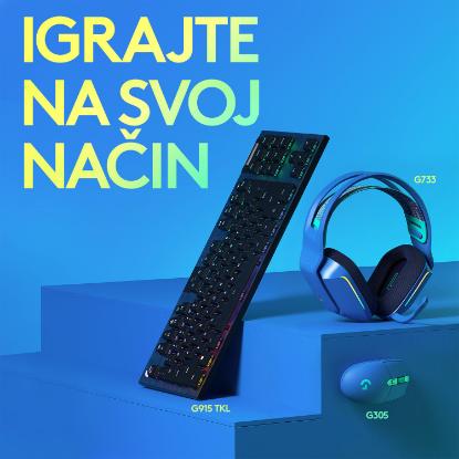 Miška Logitech Gaming G305 lightspeed, brezžični, optički, 12000dpi, modri, USB