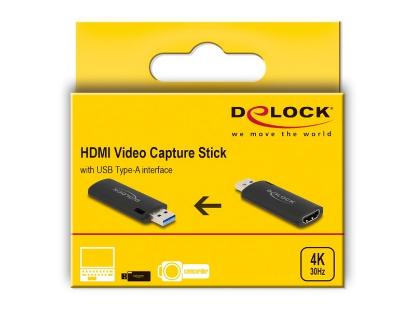 Adapter DELOCK, USB-A 2.0 (M) na HDMI (Ž) Video Capture, 4K 30Hz, črni