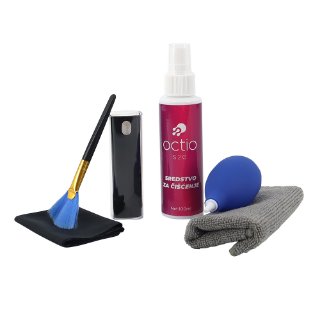 Čistilno sredstvo OCTIO S20, za čiščenje zaslonov, 100 ml, puhač zraka, rokavica, krpica, čopič.