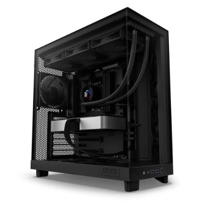 Ohišje  NZXT H6 Flow, ATX, s prozornim stranskim panelom, črno, brez napajanja.