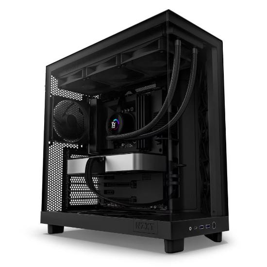 Ohišje  NZXT H6 Flow, ATX, s prozornim stranskim panelom, črno, brez napajanja.