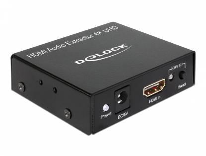 razdelnik audio signala DELOCK, 1x IN HDMI-A 19 pin (Ž) na 1x HDMI-A 19 pin (Ž), 1x 3.5MM, 1x Toslink (Ž), 1x RCA (Ž), 4K 30Hz