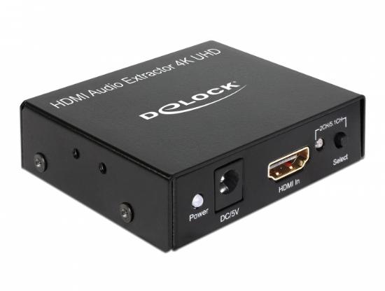 razdelnik audio signala DELOCK, 1x IN HDMI-A 19 pin (Ž) na 1x HDMI-A 19 pin (Ž), 1x 3.5MM, 1x Toslink (Ž), 1x RCA (Ž), 4K 30Hz