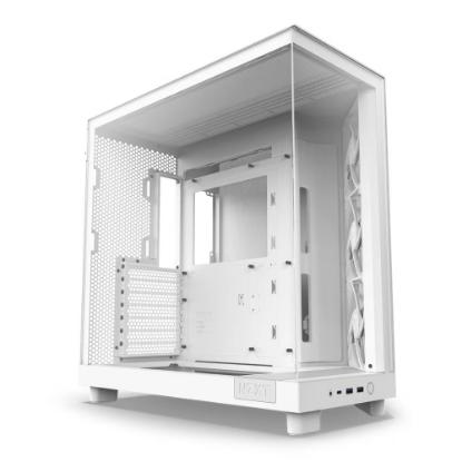 Ohišje NZXT H6 Flow, ATX, steklo, belo, brez napajalnika.
