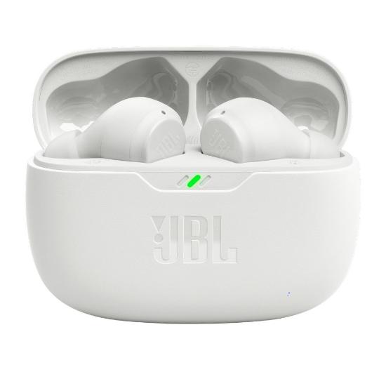 slušalke JBL Vibe Beam, brezžične, Bluetooth, in-ear, bele