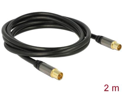 Antenski kabel DELOCK IEC (M) > IEC (Ž) RG-6/U, 2m, črni